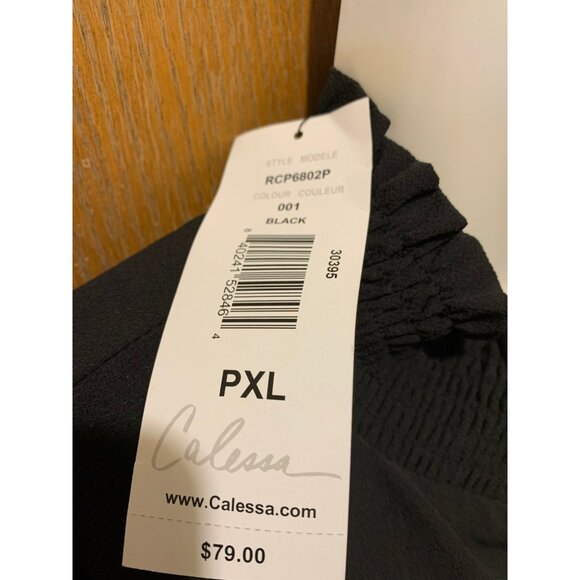 PXL CALESSA BLACK BLOUSE LONG SLEEVEs NEW with tags petite - Picture 2 of 2